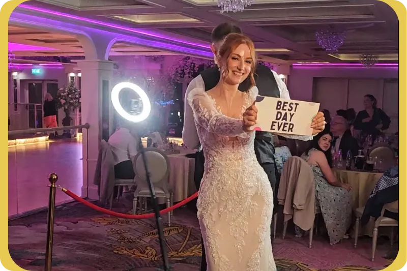 360 video booth capturing fun slow motion wedding moments in Kilkenny