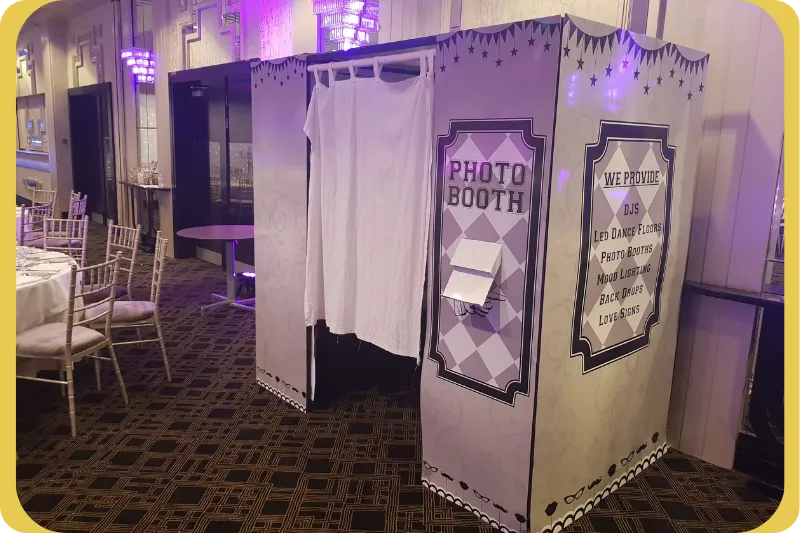 Wedding guests enjoying a photobooth at a Kilkenny wedding reception